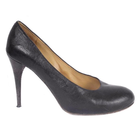 CHLOE Black Grain Leather Rounded Toe Classic Pumps Size Women’s 10 - Picture 2 of 7